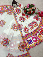 Precious White Satin Silk Mirror Work Gown Precious White Satin Silk Mirror Work Gown