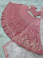 Wonderful Pink Net Dori Work Lehenga Choli Wonderful Pink Net Dori Work Lehenga Choli