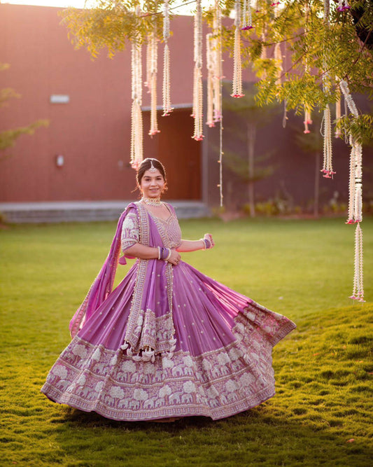 Gorgeous Purple Georgette Thread Work Lehenga Choli