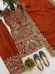 Bridal Wear Brown Color Heavy Work Punjabi Style Suit Bridal Wear Brown Color Heavy Work Punjabi Style Suit