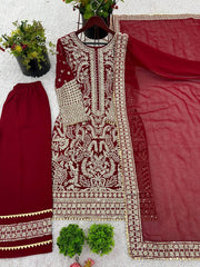 Ravishing Maroon Color Sequence Work Straight Salwar Suit Ravishing Maroon Color Sequence Work Straight Salwar Suit