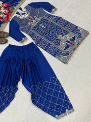 Awesome Blue Crepe Sequence Work Dhoti Suit Awesome Blue Crepe Sequence Work Dhoti Suit