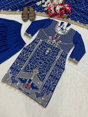 Awesome Blue Crepe Sequence Work Dhoti Suit Awesome Blue Crepe Sequence Work Dhoti Suit