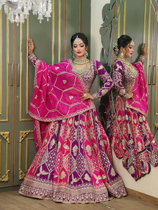Wedding Special Pink Color Georgette Thread Work Lehenga Choli