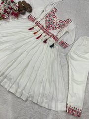 Lovely White Silk Embroidery Work Anarkali Suit Lovely White Silk Embroidery Work Anarkali Suit