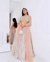 Wedding Collection Beige Color Sequence Work Lehenga Set Wedding Collection Beige Color Sequence Work Lehenga Set