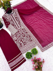 Exclusive Rani Pink Color Sequence Work Straight Salwar Suit Exclusive Rani Pink Color Sequence Work Straight Salwar Suit