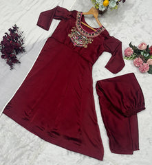Ravishing Maroon Color Thread Embroidered Anarkali Suit Ravishing Maroon Color Thread Embroidered Anarkali Suit
