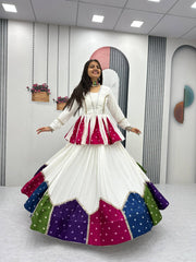 Navratri Festival White Color Lehenga Choli Navratri Festival White Color Lehenga Choli