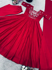 Innovative Red Silk Work Palazzo Suit Innovative Red Silk Work Palazzo Suit