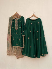 Glorious Green Color Sequence Work Sharara Suit Glorious Green Color Sequence Work Sharara Suit