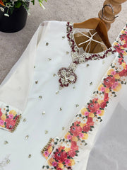 Glorious Parrot Green Sequence Work Georgette Sharara Suit Glorious Parrot Green Sequence Work Georgette Sharara Suit