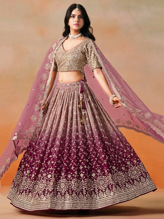 Glorious Blue Georgette Sequence Work Lehenga