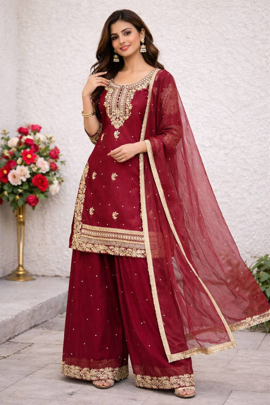 Occasion Wear Sequence Work Sharara Suit