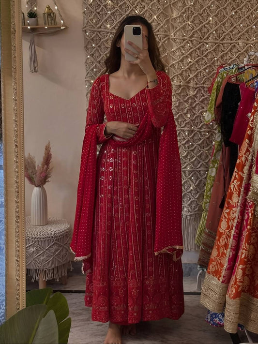 Exclusive Faux Blooming Embroidered Anarkali Suit