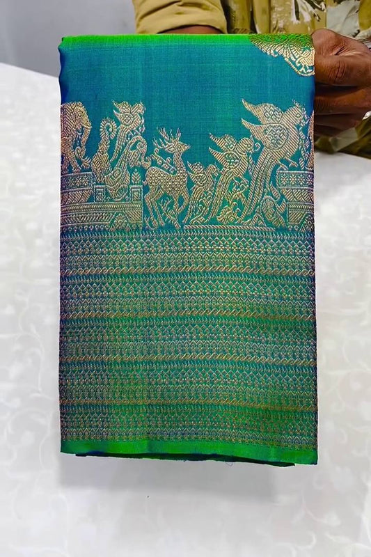 Exclusive Green Soft Silk with Zari Work Saree