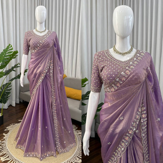 Purple Fendi Silk with Beds Work Saree
