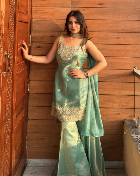 Festive Wear Heavy Sharara Suit with Dupatta