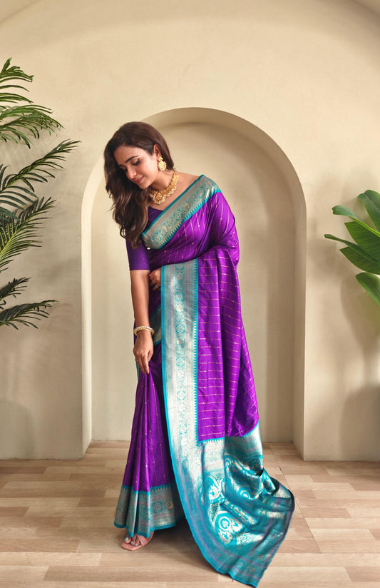 Festive Wear Purple Color Rich Pallu Paithani Silk Saree