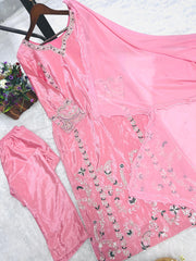 Preferable Thread And Sequence Work Pink Color Salwar suit