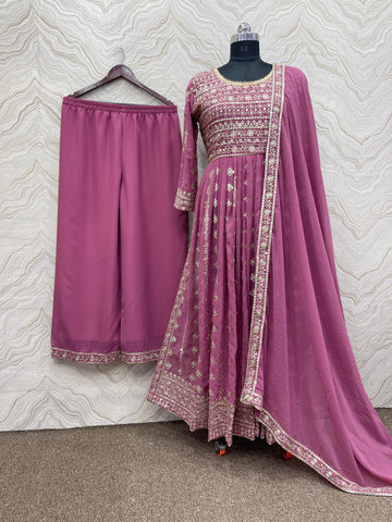 Outstanding Sequence Work Pink Color Nayra Cut Kurta Set