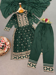 Delightful Foil Print Green Color Salwar Suit