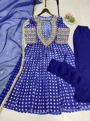 Unique Blue Color Digital Print Palazzo Suit