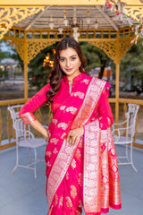 Wonderful Banarasi Silk Pink Color Saree