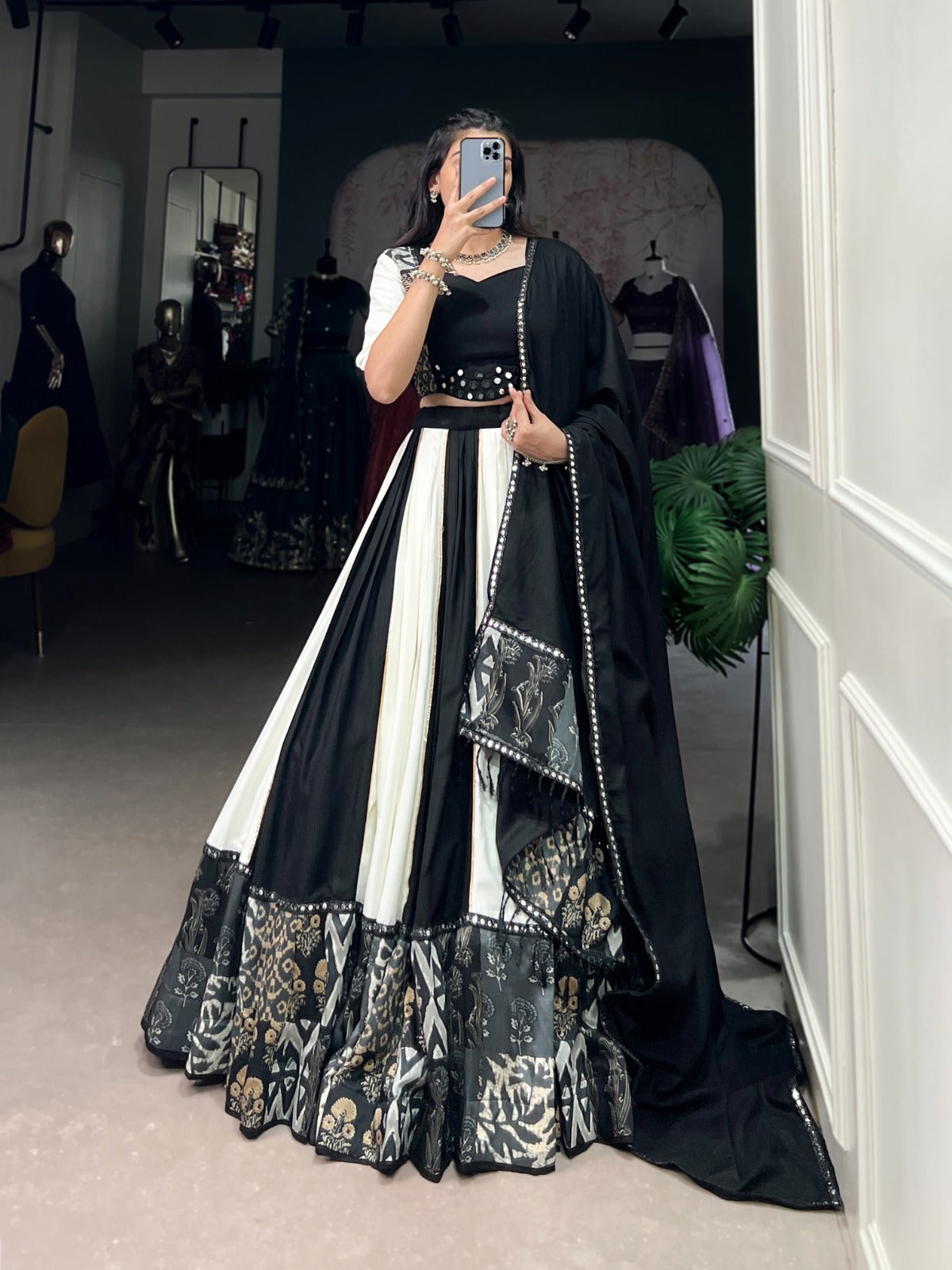 Traditional Wear Black Color Pure Rayon Lehenga Choli