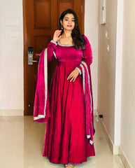 Good Looking Fandy Silk Pink Color Gown