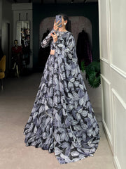 Party Wear Tabby Silk Black Color Lehenga Choli