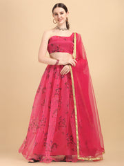 Marvelous Pink Color Printed Organza Lehenga Choli