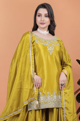 Exclusive Embroidery Work Mustard Color Palazzo Suit
