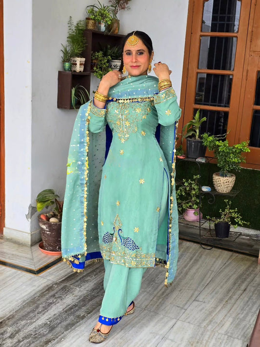 Gorgeous Sky Blue Color Sequence Work Georgette Punjabi Salwar Suit