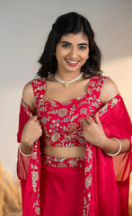 Party Wear Pink Color Embroidery Work Lehenga Choli