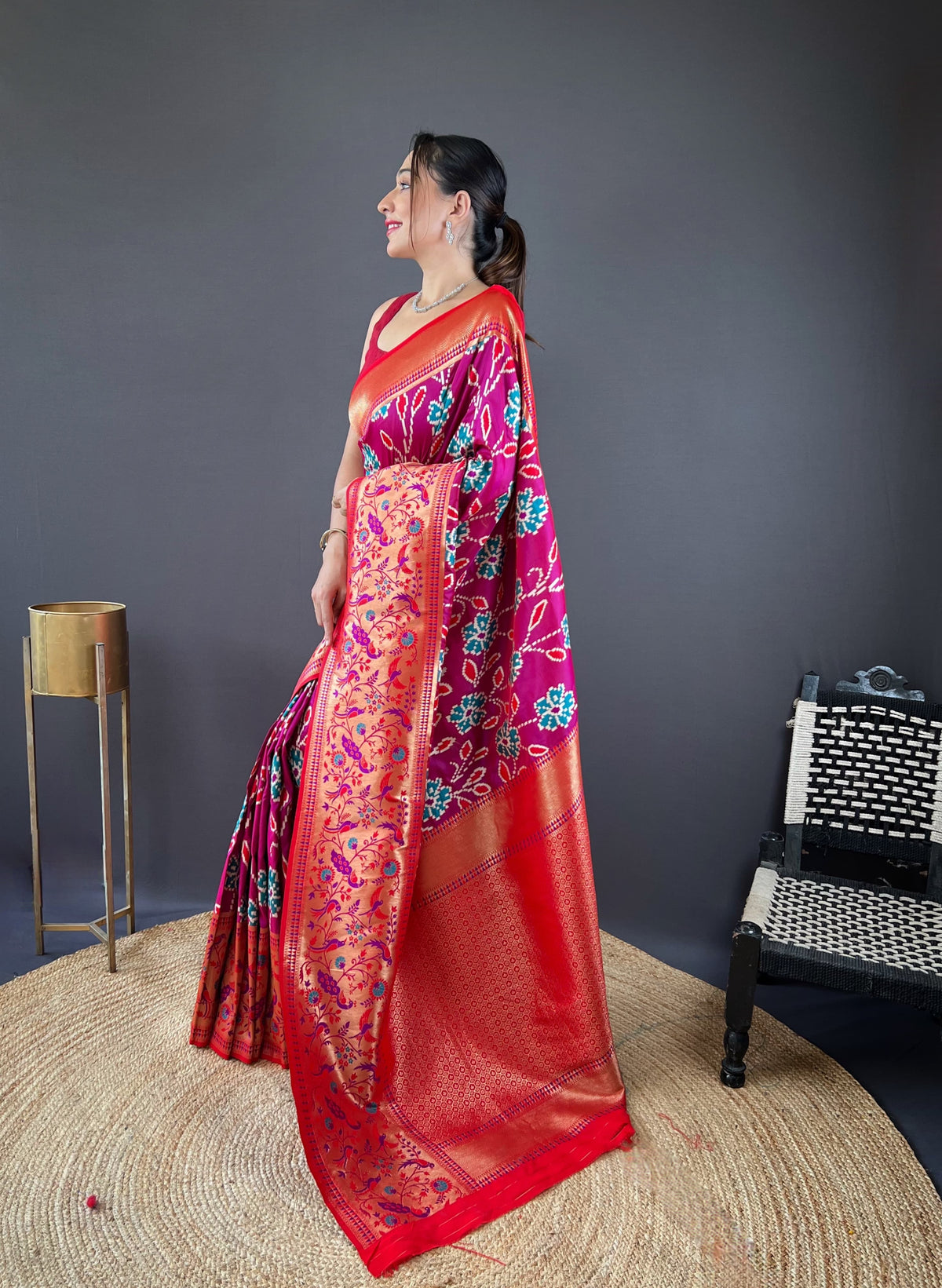 Gorgeous Silk Patola Weaving Rani Pink Color Saree