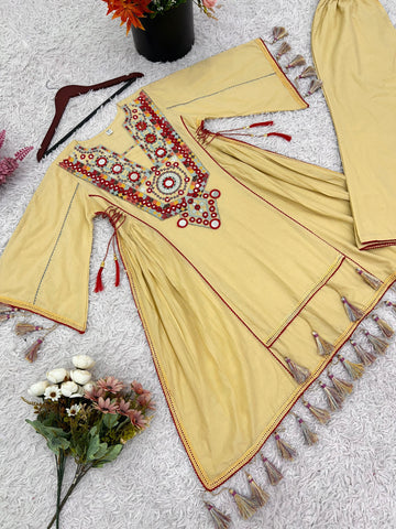 Exclusive Yellow Khadi Cotton Embroidery Work Co-ord Set