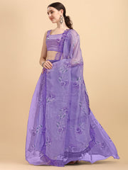 Printed Purple Color Organza Lehenga Choli