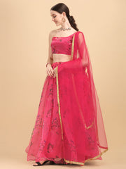 Marvelous Pink Color Printed Organza Lehenga Choli