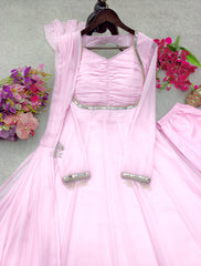 Exclusive Pink Georgette Sequence Work Gown