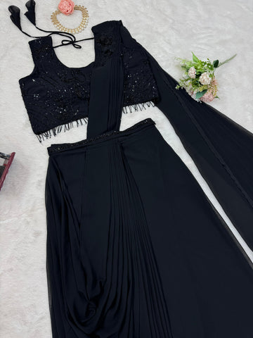 Party Wear Black Color Reday to wear Dhoti