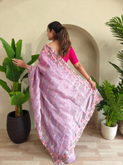 Beautiful Crush Silk Lavender Color Saree