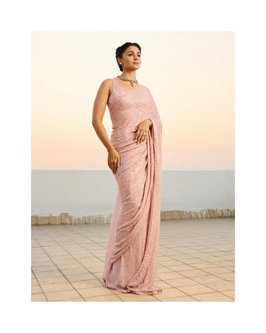 Fabulous Khichdi Sequence Embroidery Work Pink Color Saree
