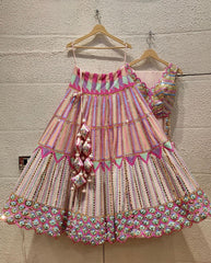 Wedding & Party Wear Mono Silk Embroidery Work Pink Multi Color Lehenga Choli