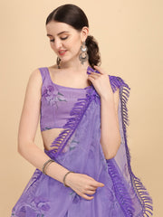 Printed Purple Color Organza Lehenga Choli