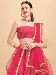 Marvelous Pink Color Printed Organza Lehenga Choli