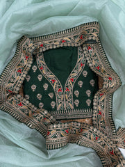 Banarashi Crush Pista Color Lovely Saree