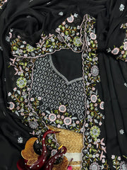 Amazing Black Rangoli Silk Embroidery Silk Saree