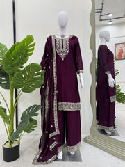 Function Wear Wine Color Palazzo Set