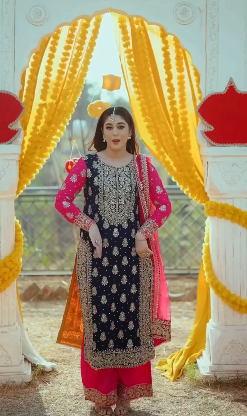Exclusive Navy Blue Color Embroidery Palazzo Suit